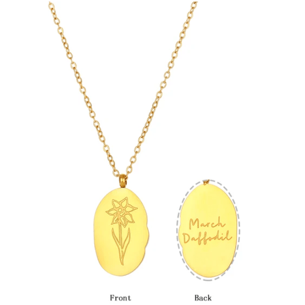 Collar con colgante flores mes de nacimiento acero / unidad9