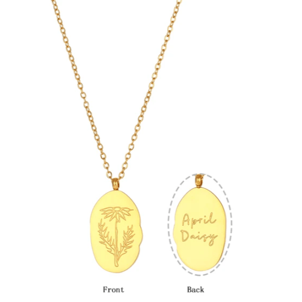 Collar con colgante flores mes de nacimiento acero / unidad8