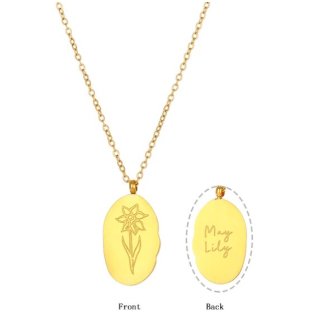 Collar con colgante flores mes de nacimiento acero / unidad7