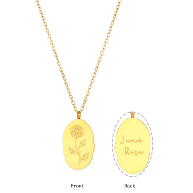 Collar con colgante flores mes de nacimiento acero / unidad6