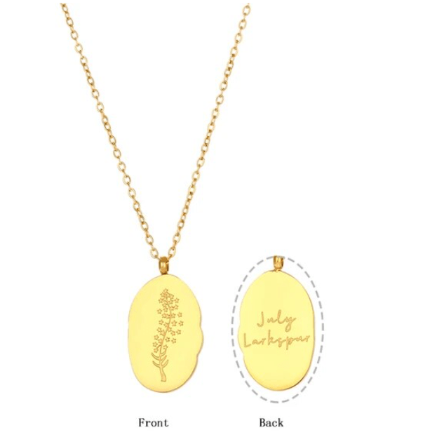 Collar con colgante flores mes de nacimiento acero / unidad5