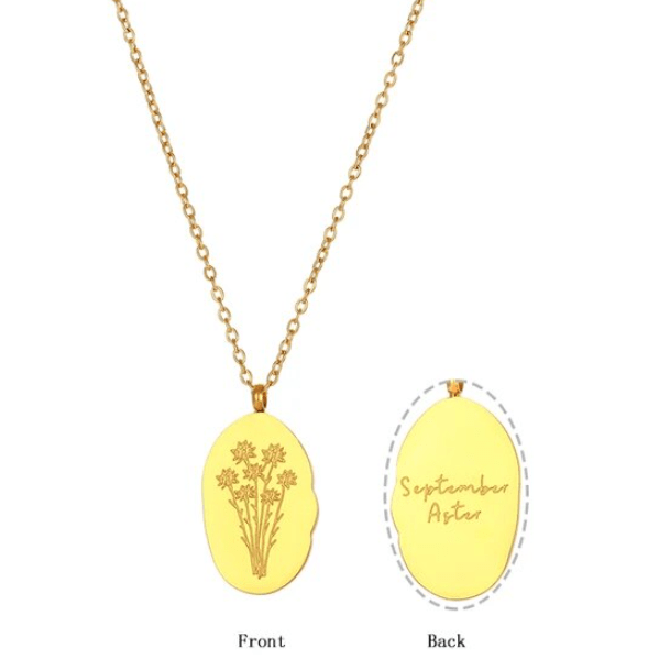 Collar con colgante flores mes de nacimiento acero / unidad3