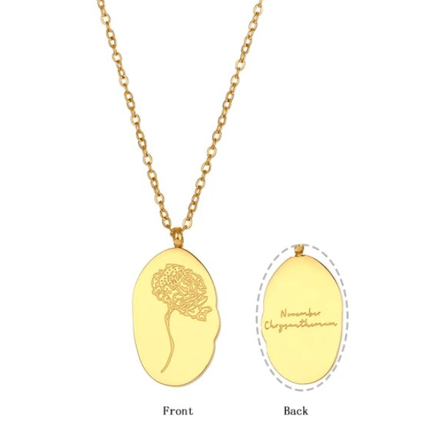 Collar con colgante flores mes de nacimiento acero / unidad2