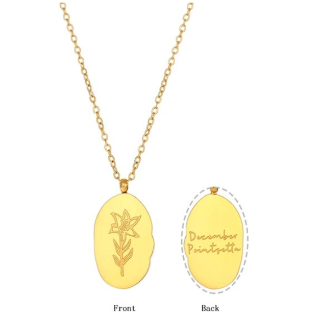 Collar con colgante flores mes de nacimiento acero / unidad1