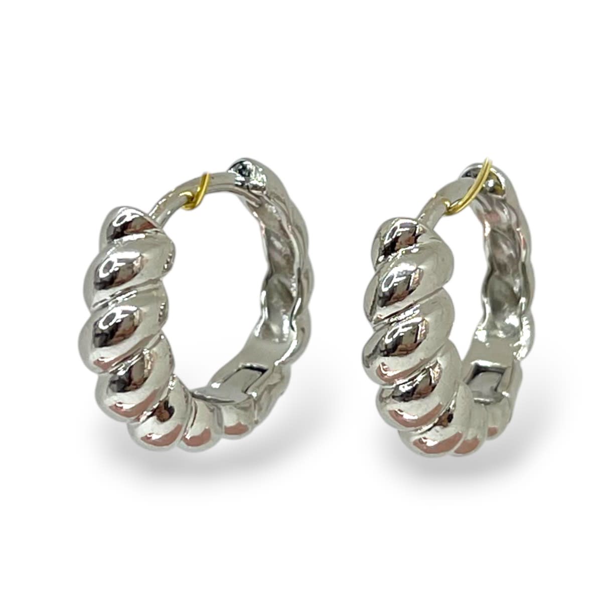 Aros argollas aretes torneada chunky rodio plateado / unidad1