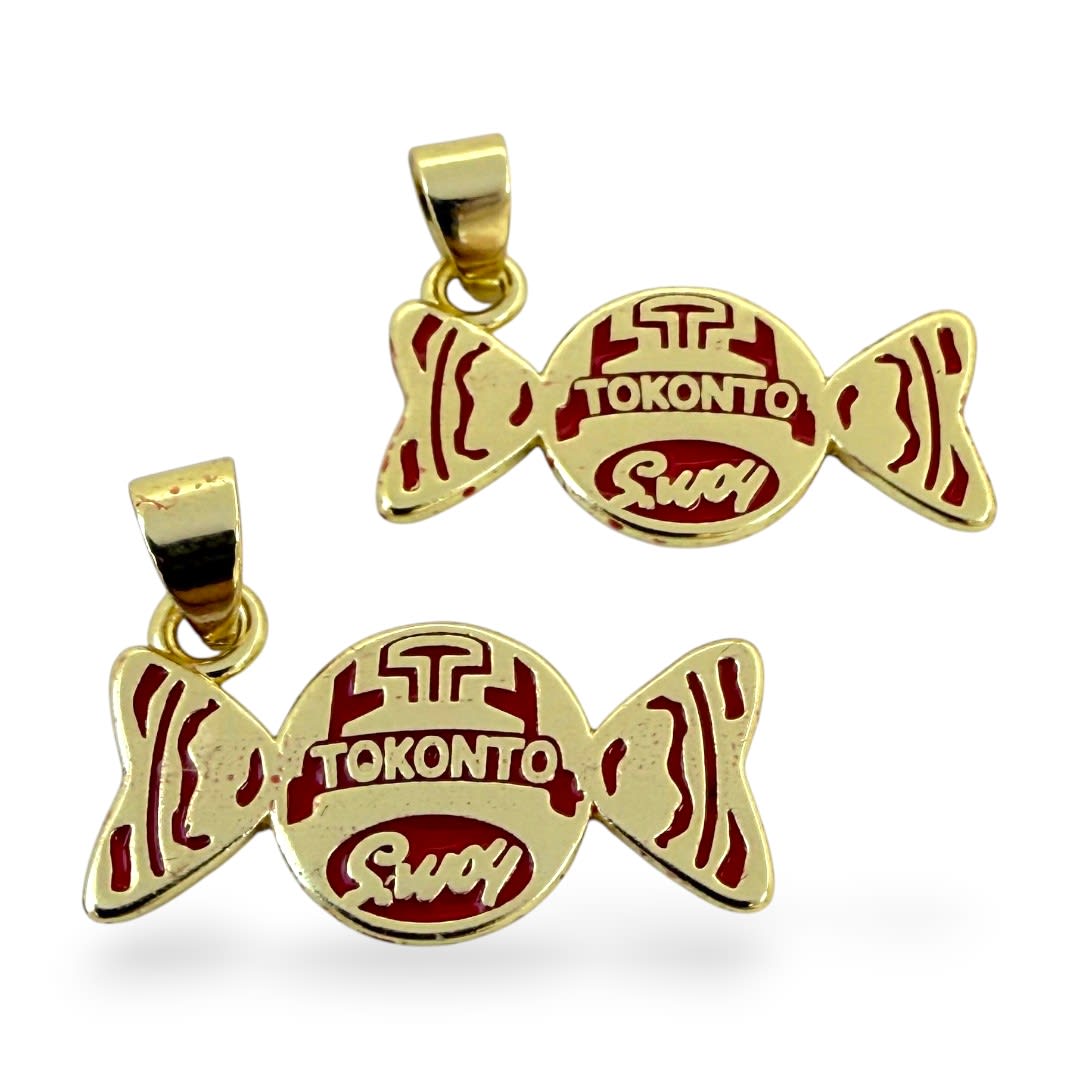 Dije colgante esmaltado toronto venezolano 24x12 mm baño oro / unidad1