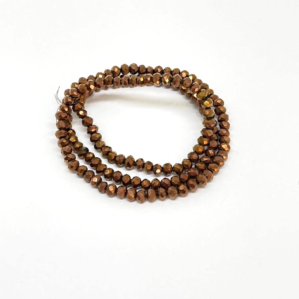 Sarta cristales 3 mm murano facetado metalizado / tira4