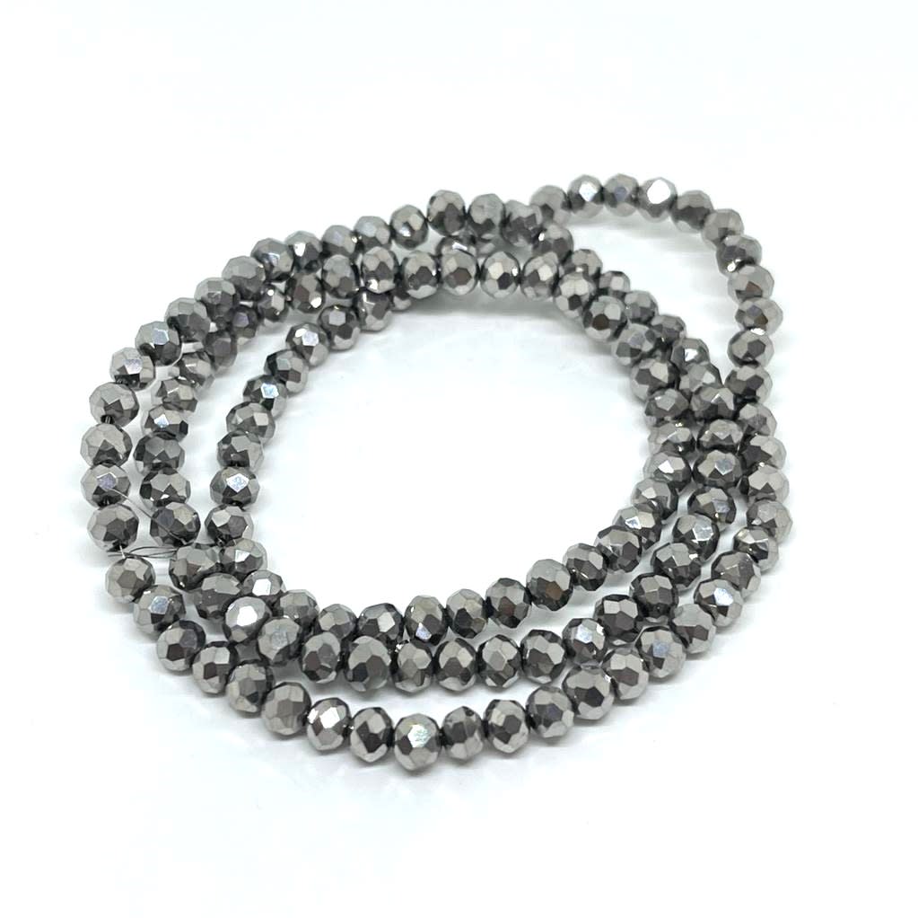 Sarta cristales 4 mm murano facetado metalizado / tira2
