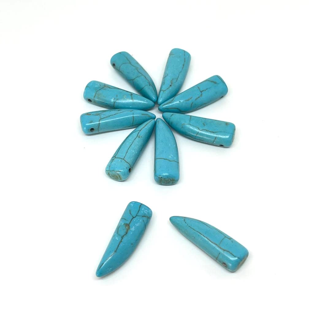 Cuenta pasadora cuerno piedra turquesa fósil1