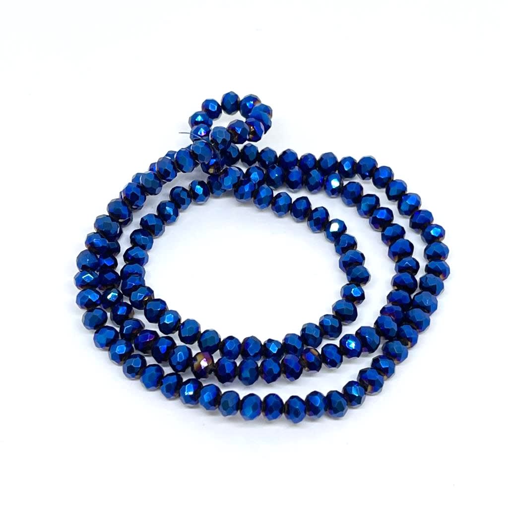 Sarta cristales 4 mm murano facetado metalizado / tira1