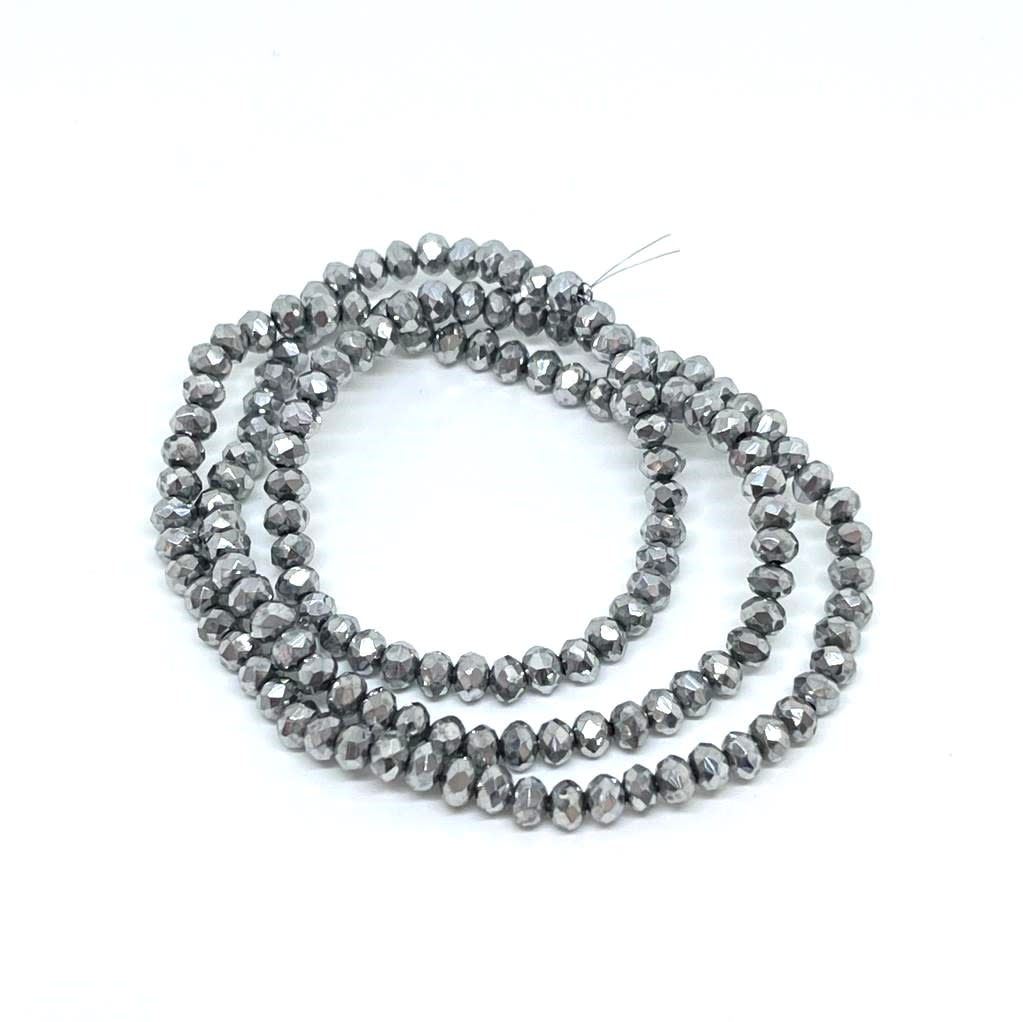Sarta cristales 3 mm murano facetado metalizado / tira2