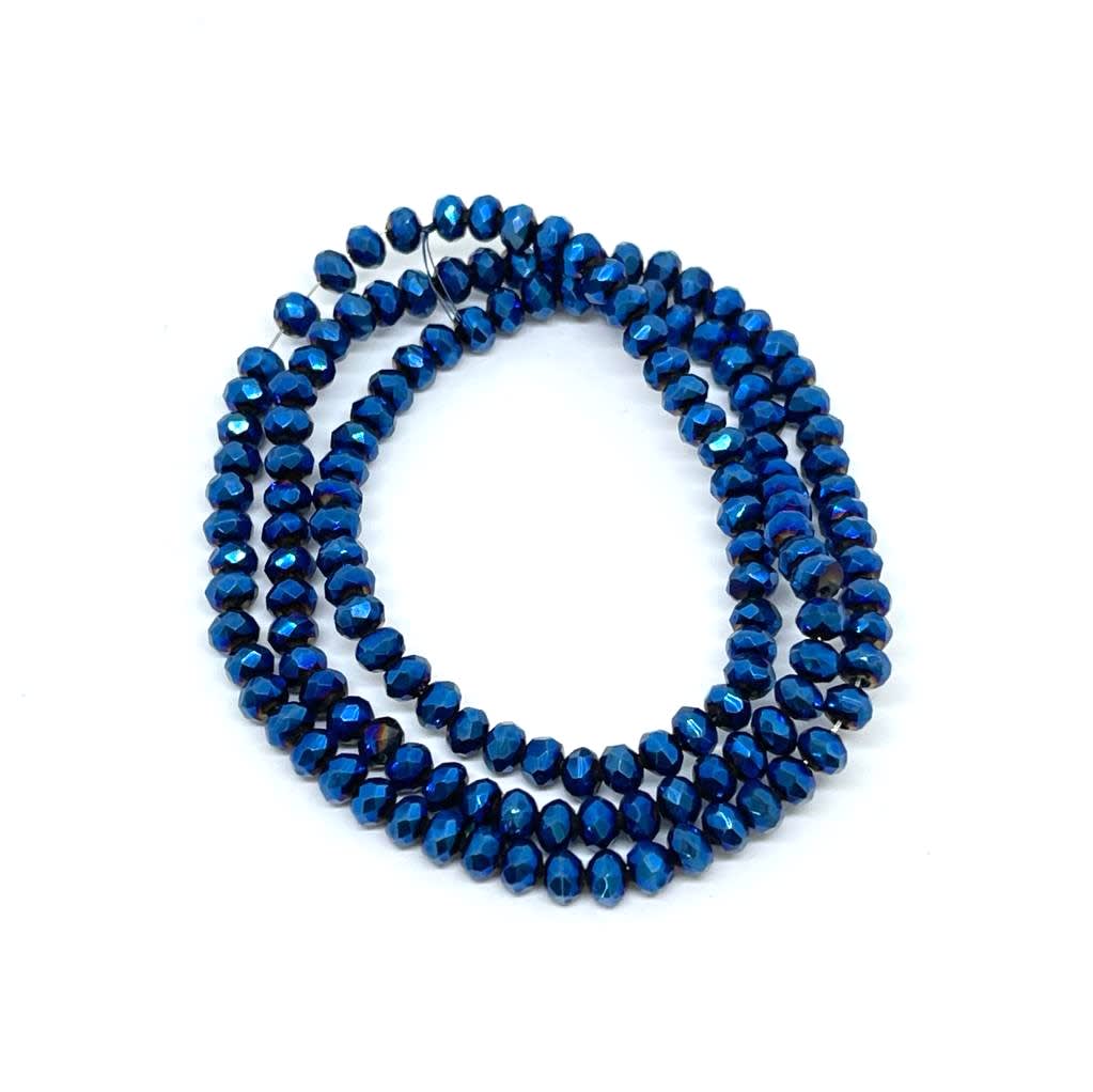 Sarta cristales 3 mm murano facetado metalizado / tira1