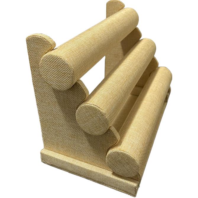 Exhibidor mostrario pulseras reloj tres niveles arpillera yute / unidad2