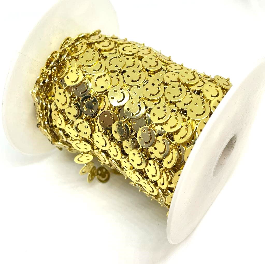 Cadena con carita feliz smiley face baño de oro / metro2