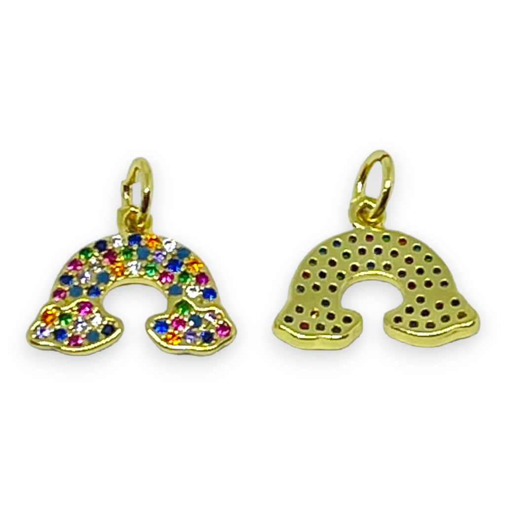 Dije colgante luna arco iris multicolor baño de oro zircón / unidad1