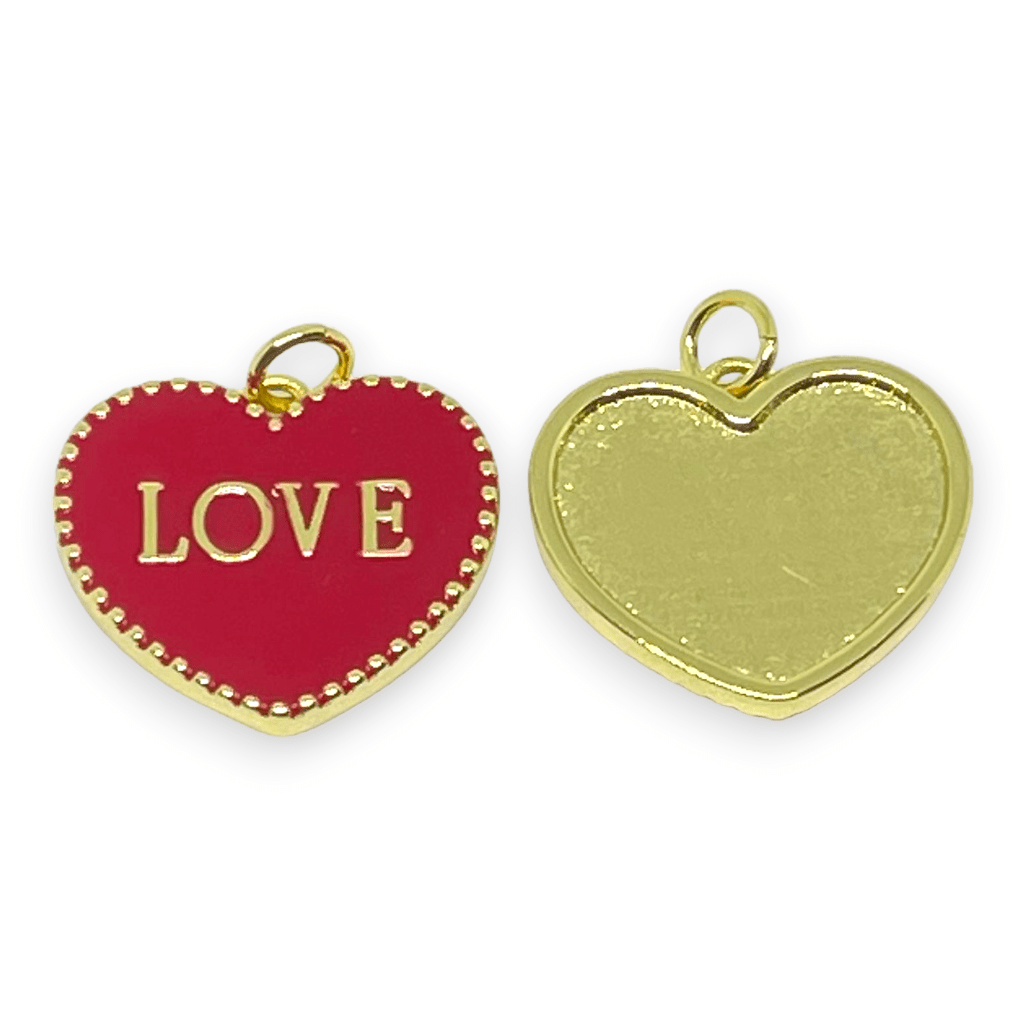 Dije colgante corazón love baño de oro esmaltado / unidad2