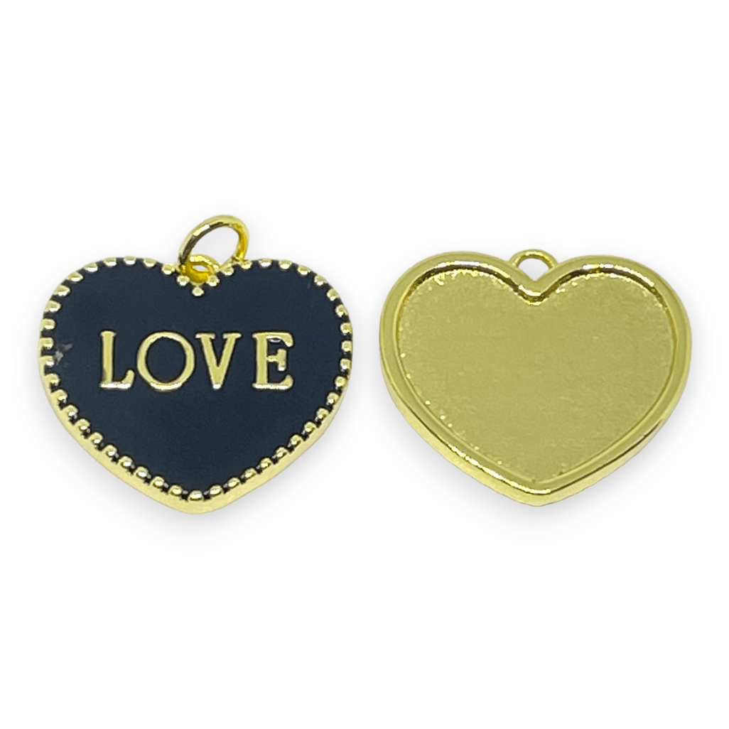Dije colgante corazón love baño de oro esmaltado / unidad1