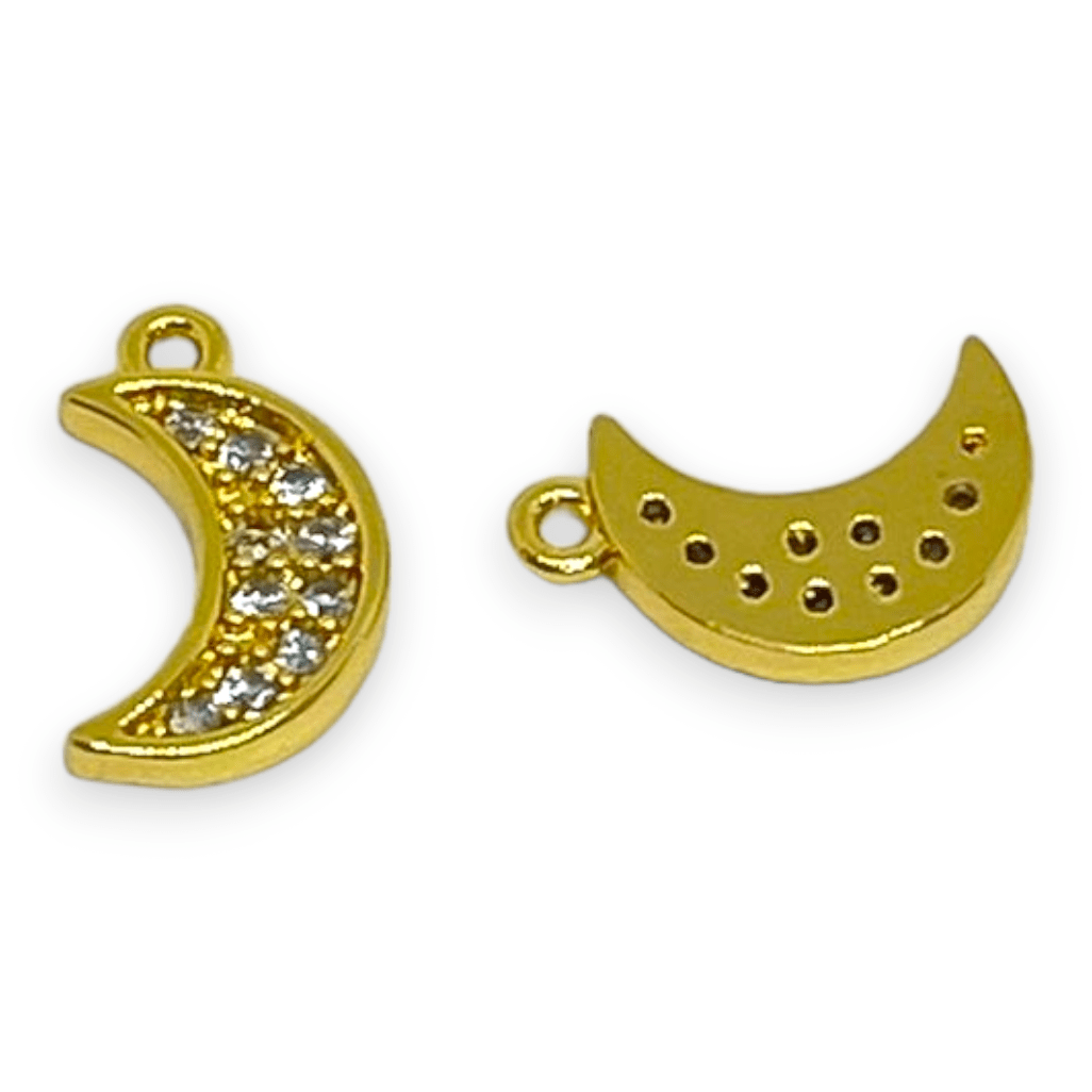 Dije colgante mini luna estrella rayo baño de oro zircón / unidad1