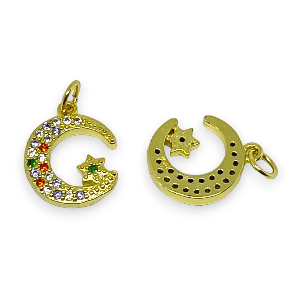 Dije colgante luna arco iris multicolor baño de oro zircón / unidad2