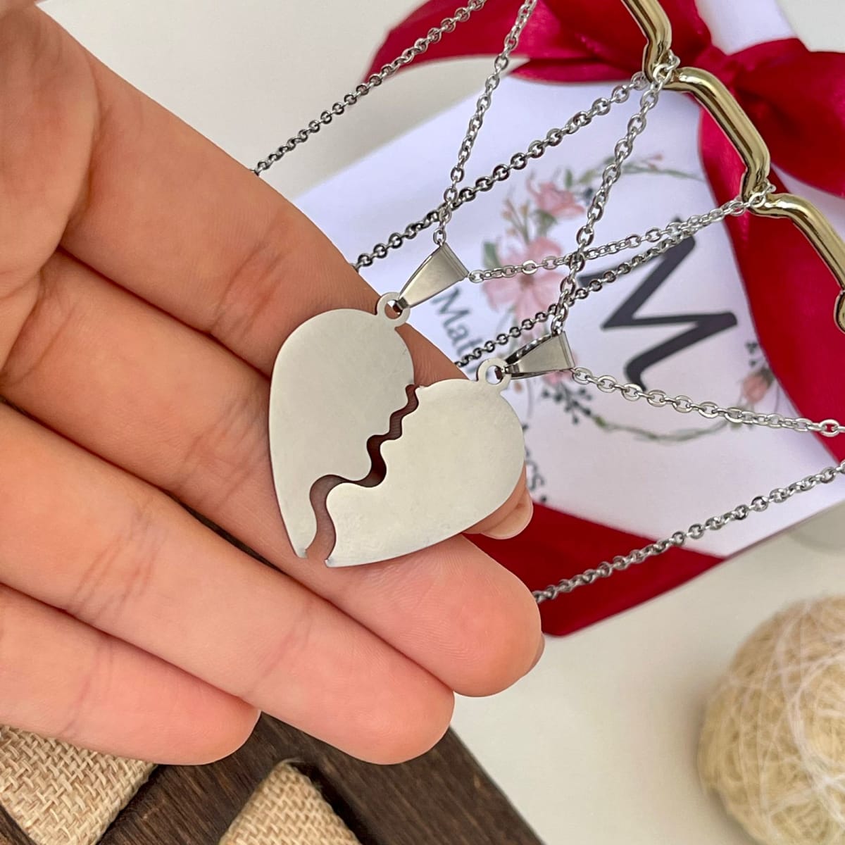 Regalos San Valentin collar corazón partido / set1