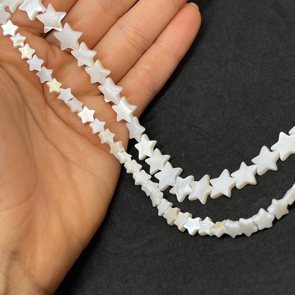 Abalorios cuentas figura estrella nacar 6-10 mm3