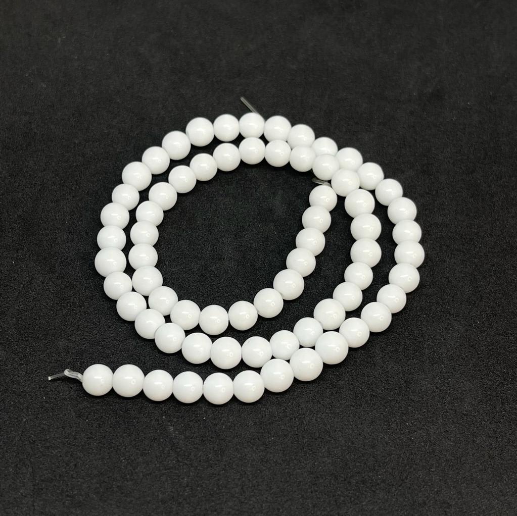 Sarta abalorios cuentas piedra onix blanca / tira2