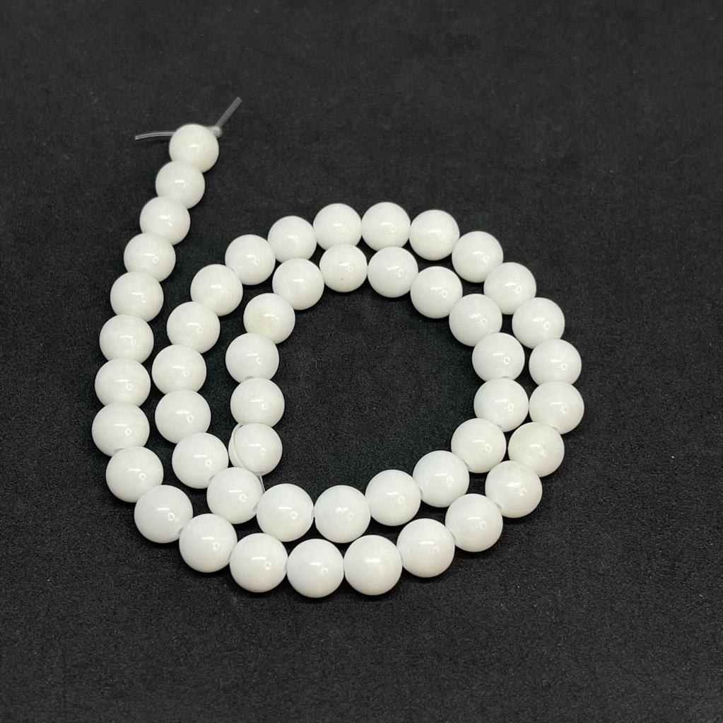 Sarta abalorios cuentas piedra onix blanca / tira3