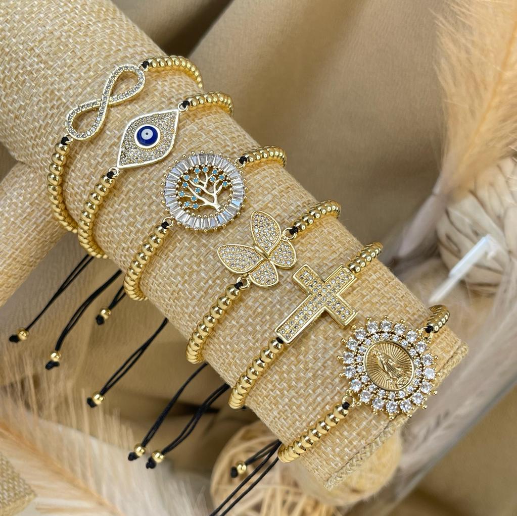 Pulsera ajustable hilo chino acero / unidad1