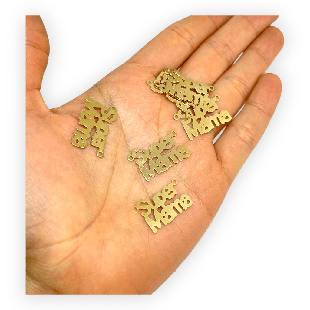 Dije conector palabra Súper mamá Gold-filled / unidad2