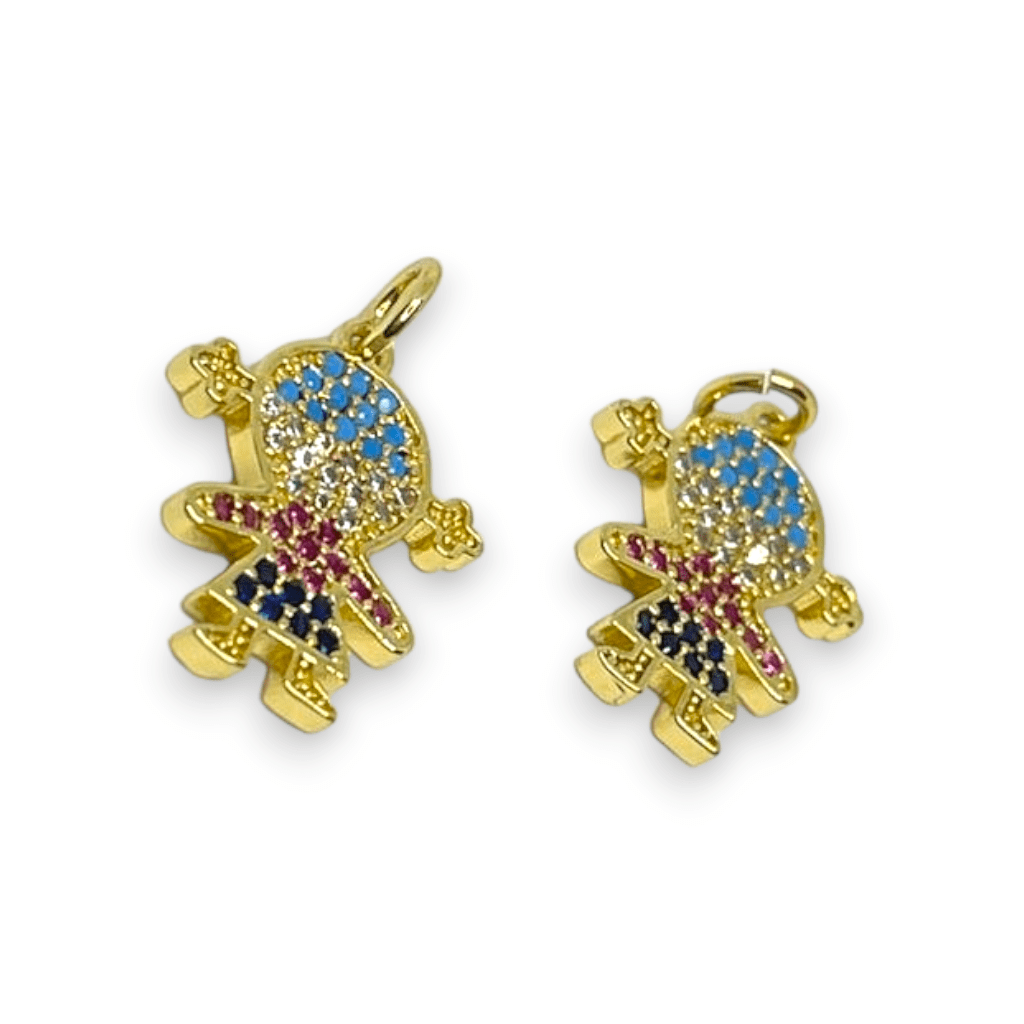 Dije colgante niña niño zircón multicolor baño de oro / unidad4