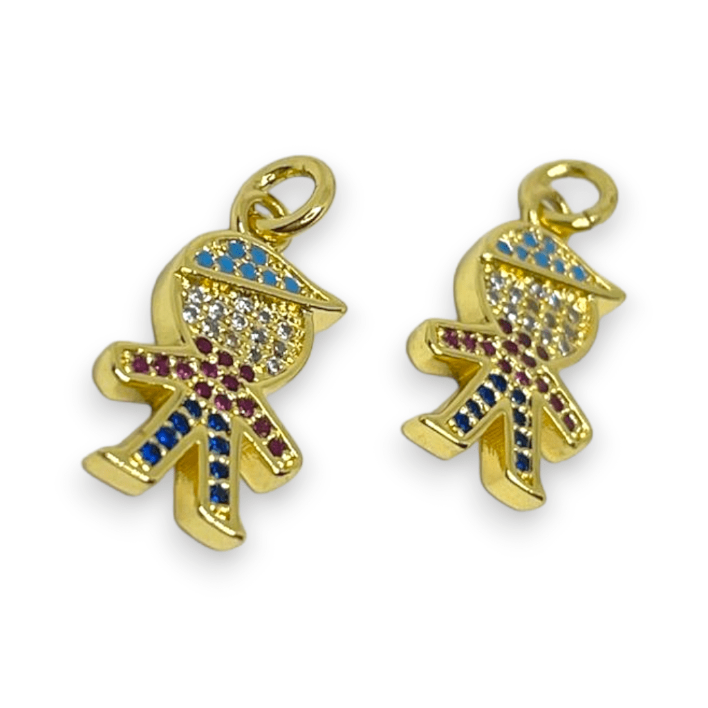 Dije colgante niña niño zircón multicolor baño de oro / unidad2