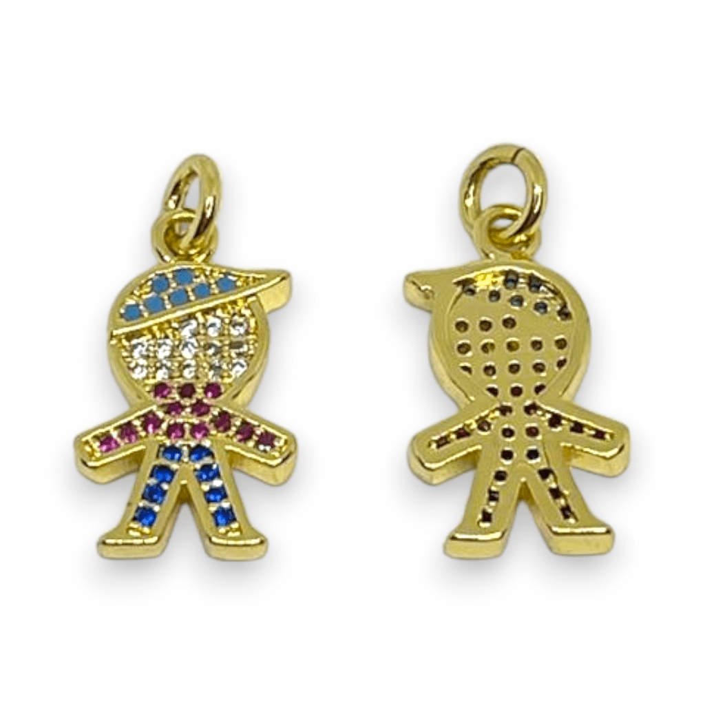 Dije colgante niña niño zircón multicolor baño de oro / unidad1