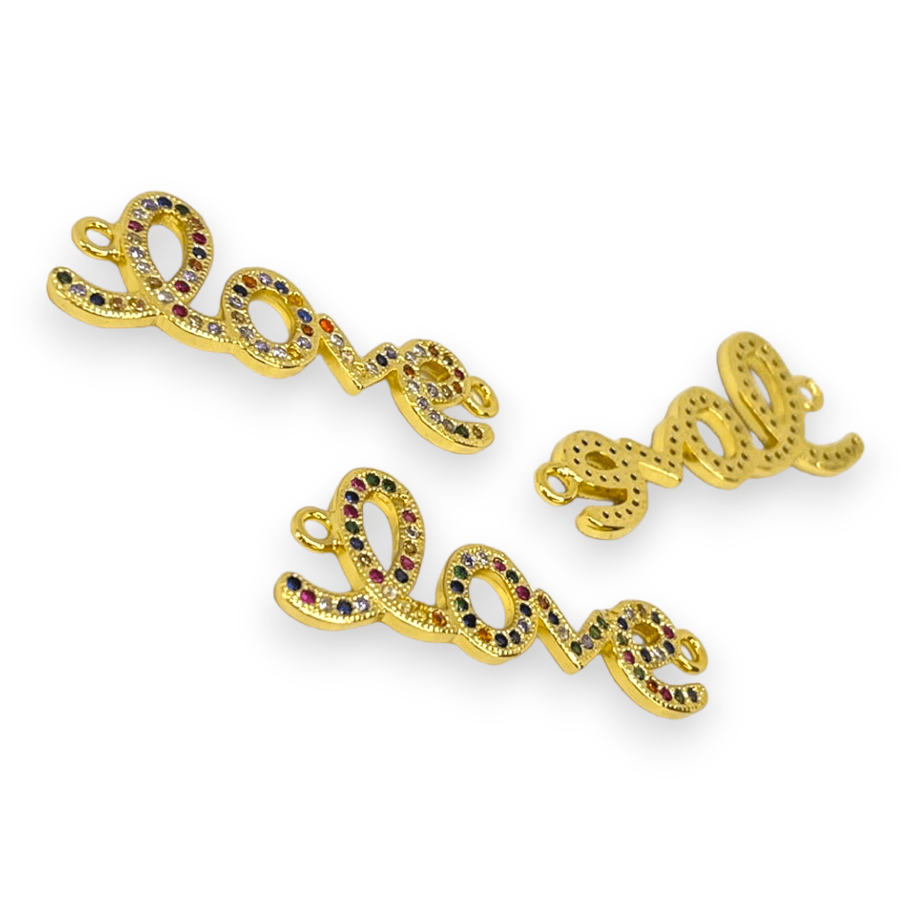 Dije conector multicolor baño de oro zircón / unidad1