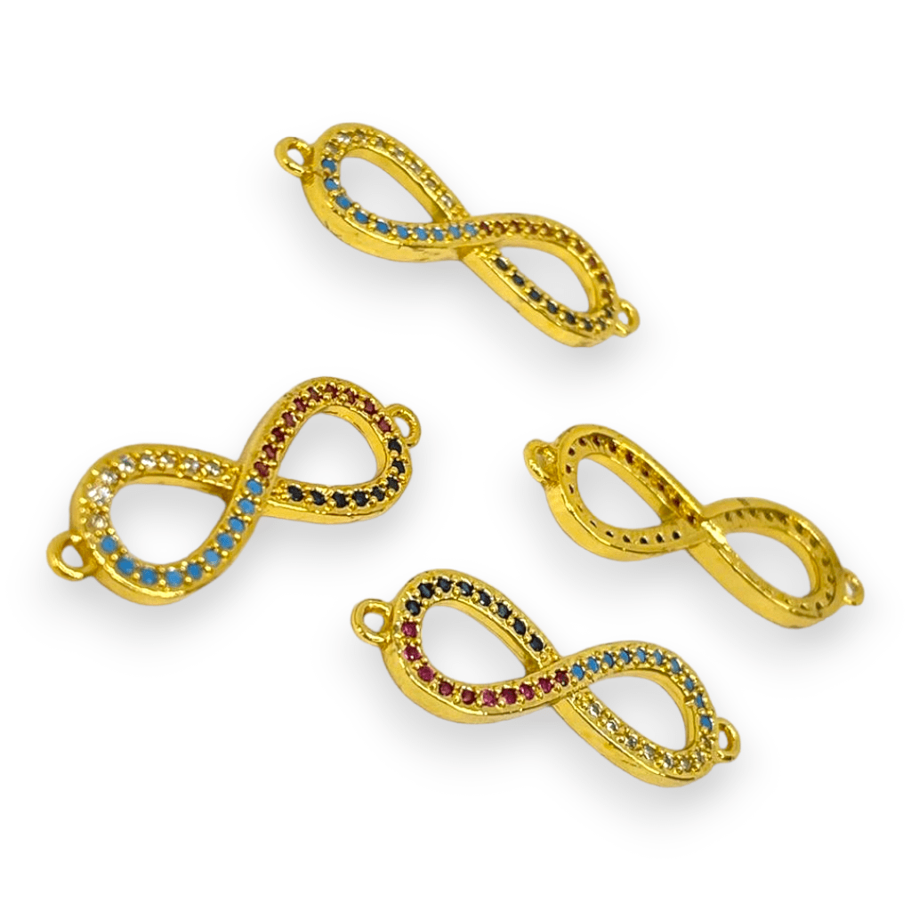 Dije conector multicolor baño de oro zircón / unidad4