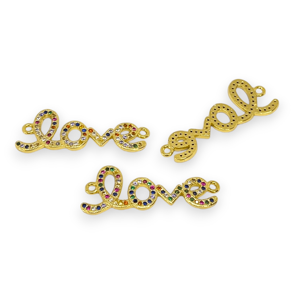 Dije conector multicolor baño de oro zircón / unidad2