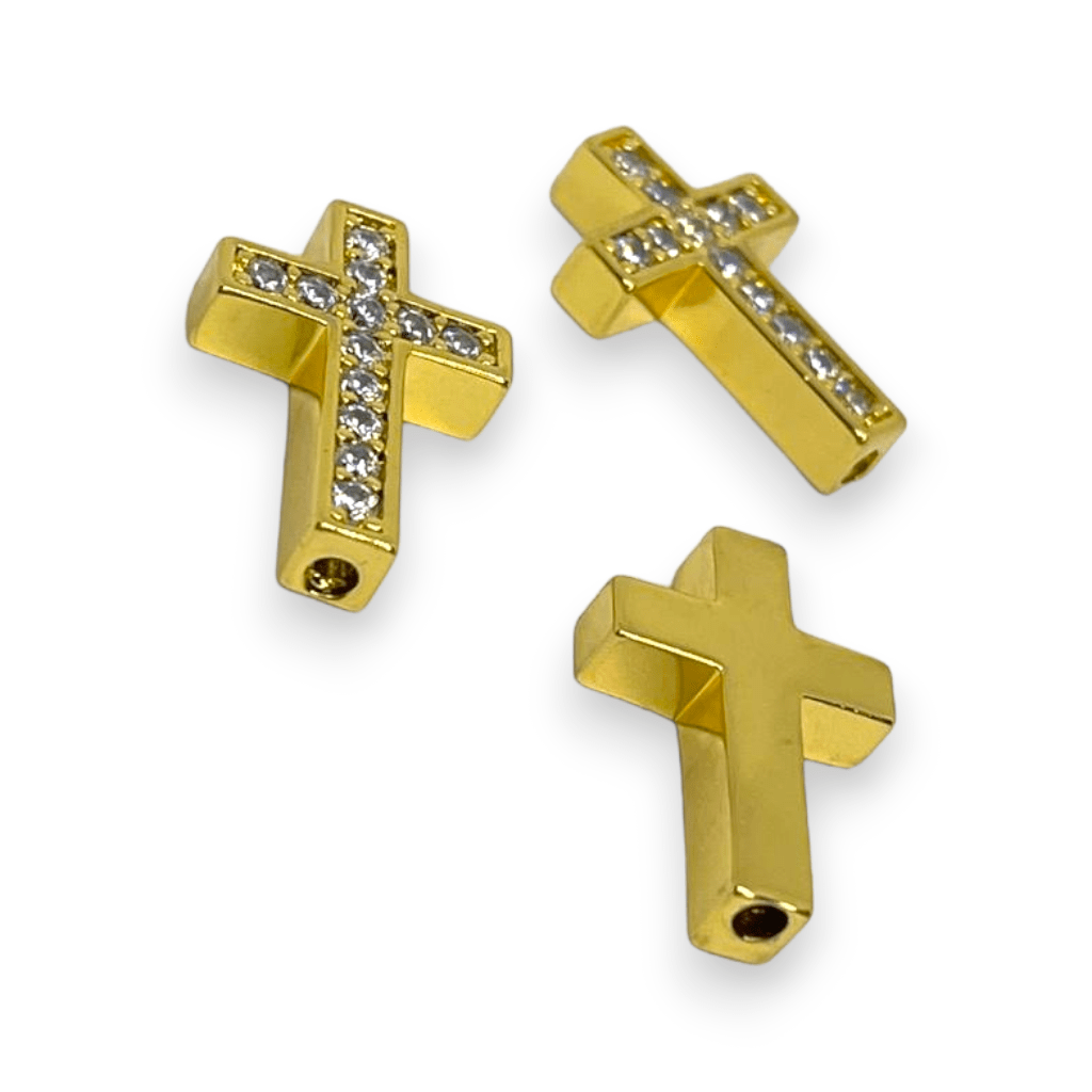 Dije pasador cruz zircón baño de oro zircón / unidad2