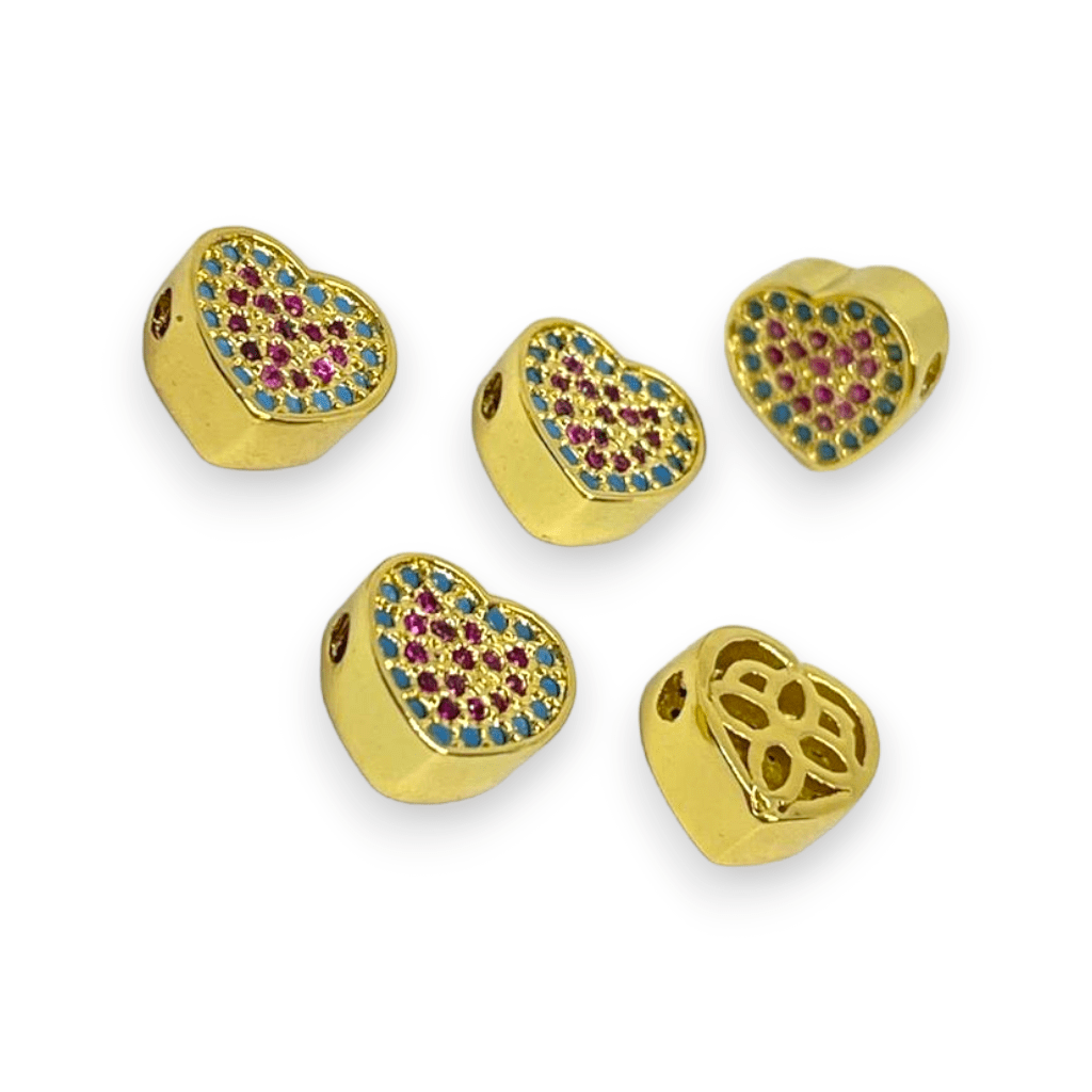 Dije pasador corazón hamsa fútbol estrella baño de oro / unidad7