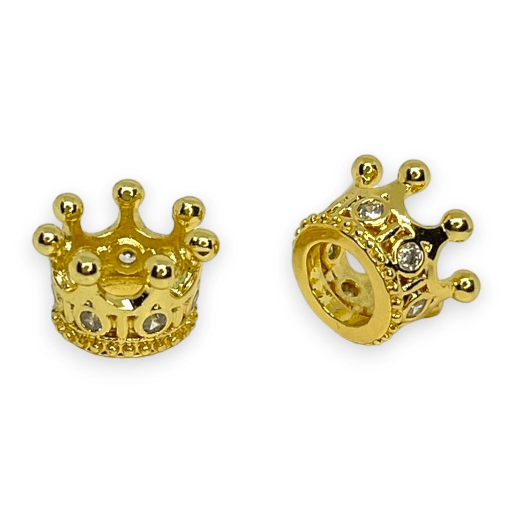 Dije pasador corona dorado plateado zircón / unidad12
