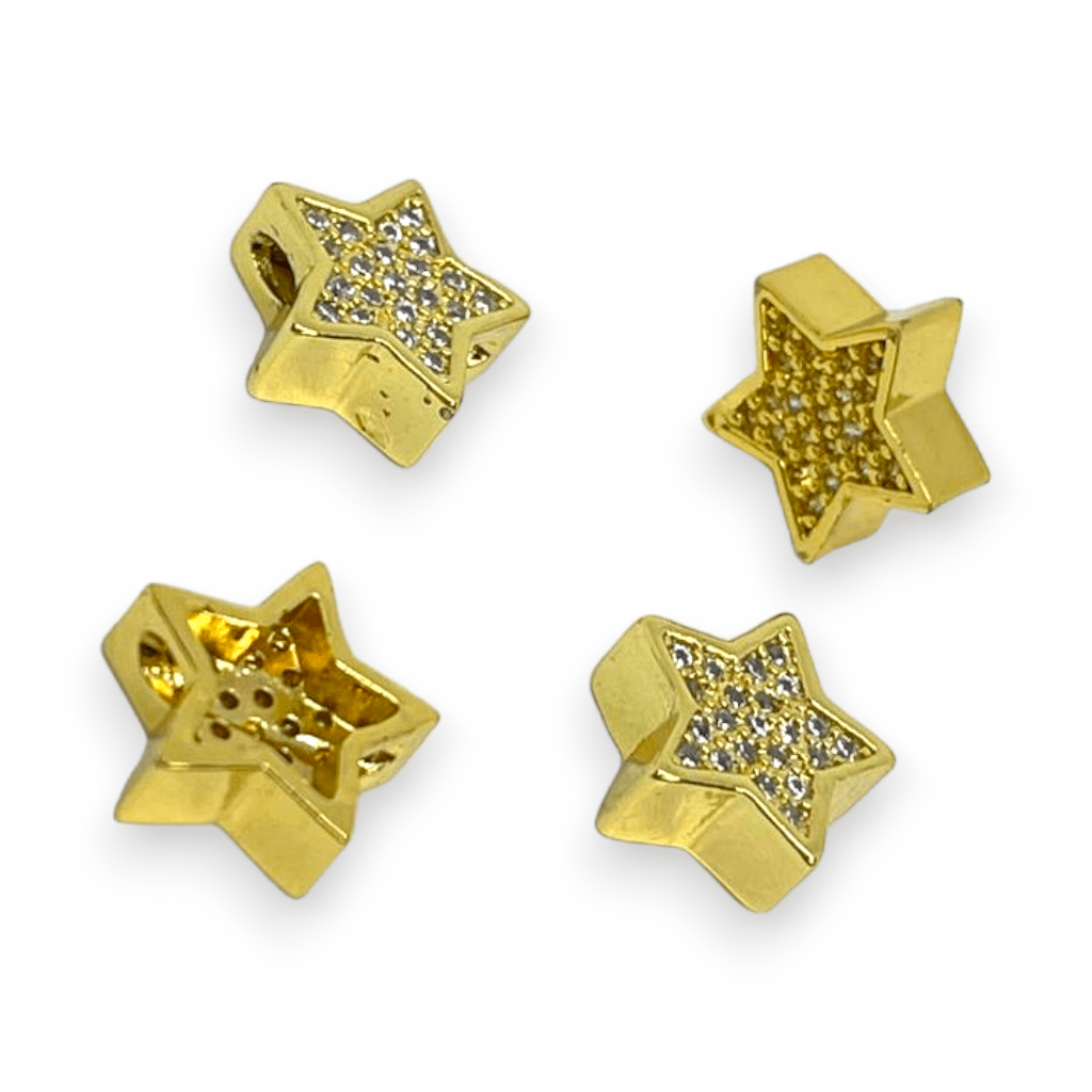 Dije pasador corazón hamsa fútbol estrella baño de oro / unidad5