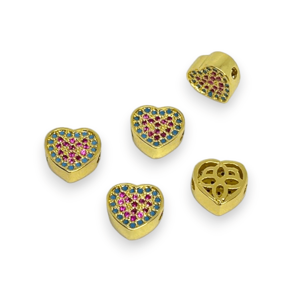 Dije pasador corazón hamsa fútbol estrella baño de oro / unidad8