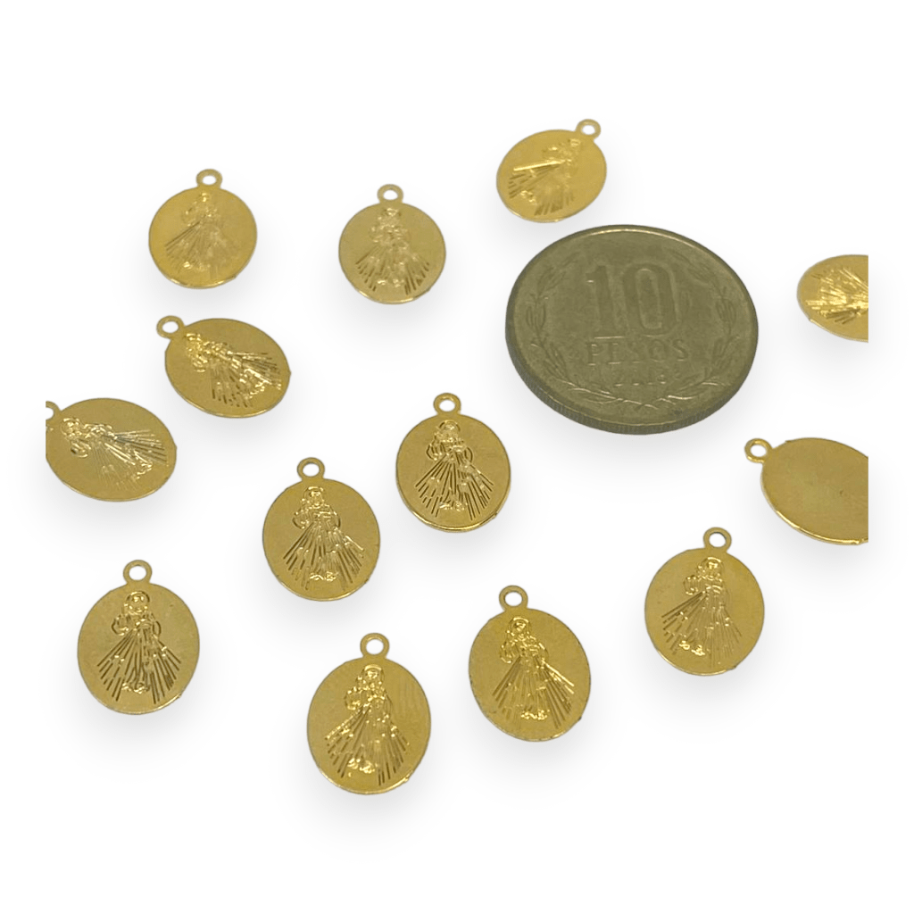 Dije colgante religioso Virgen Jesús Gold-filled /unidad5