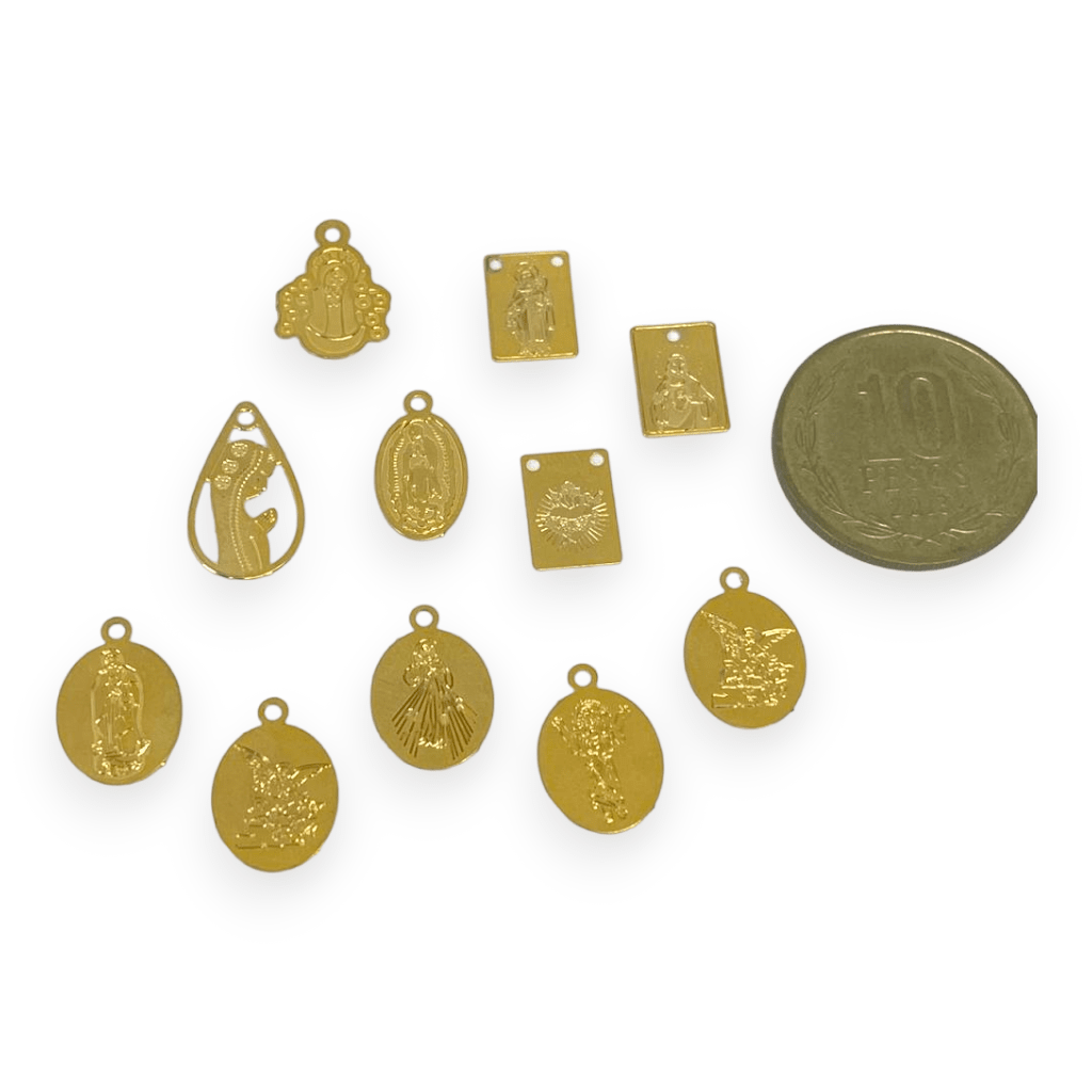 Dije colgante religioso Virgen Jesús Gold-filled /unidad2