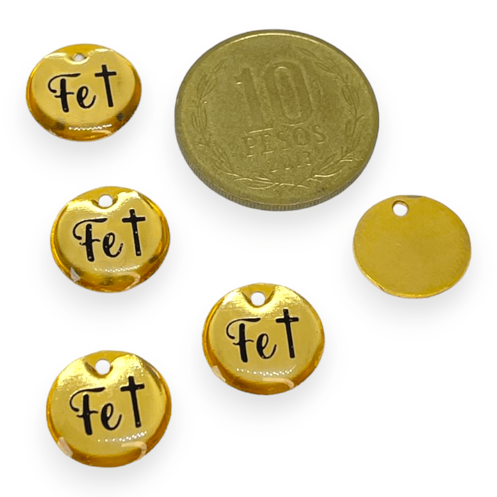 Dije colgante religioso medalla Fe Gold-filled /unidad2