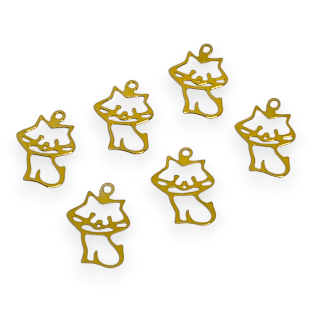 Dije colgante mascota gato 14x9 mm Gold-filled / unidad1