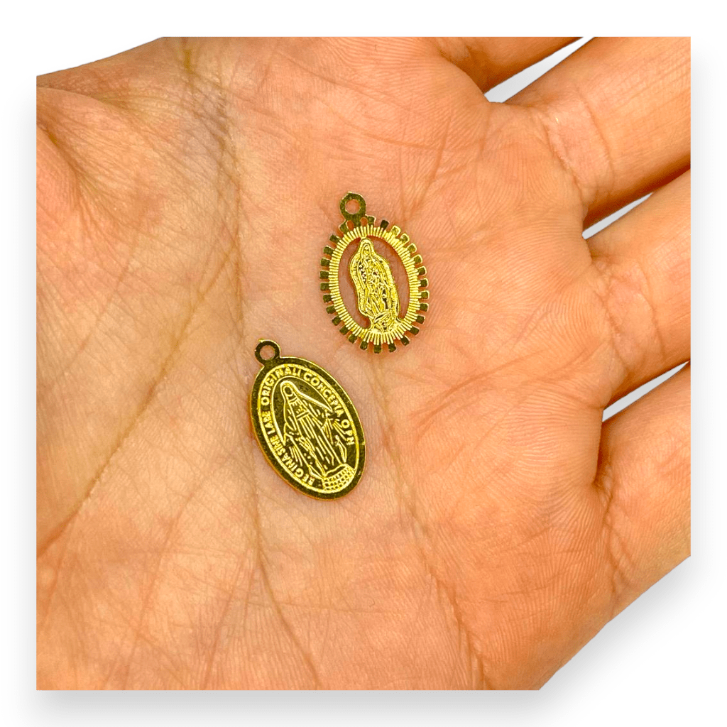 Dije colgante medalla Milagrosa Guadalupe Gold-filled / unidad3