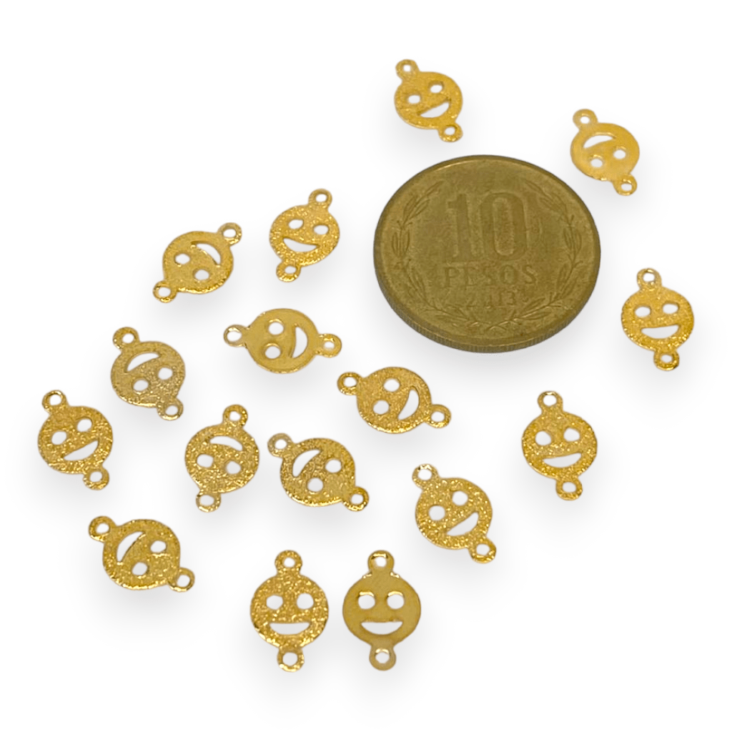 Dije conector mini Smiley sonrisa Gold-filled / unidad1