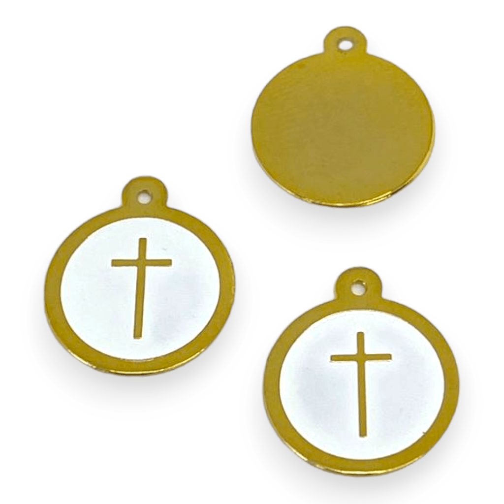 Dije corazón cruz beso piña esmaltado Gold-filled / unidad5