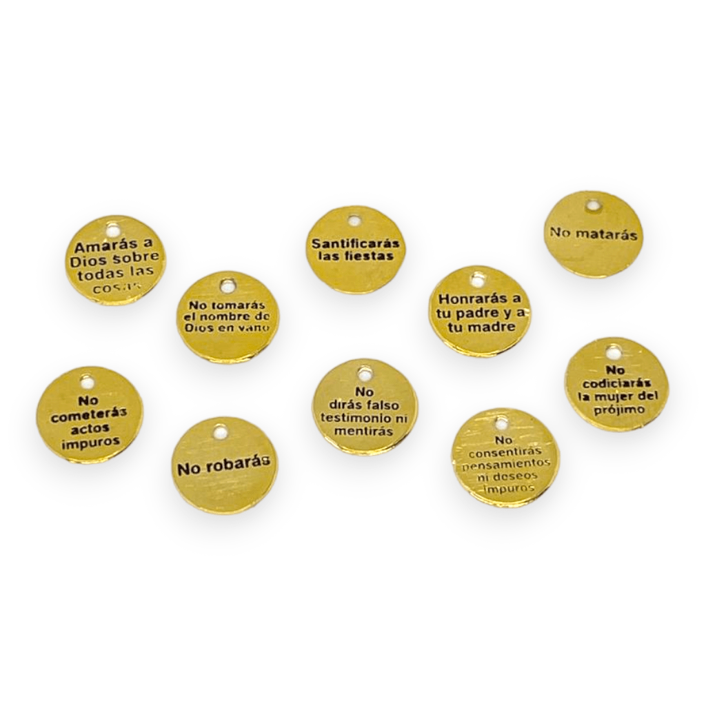 Dije colgante 10 mandamientos Gold-filled / Set2