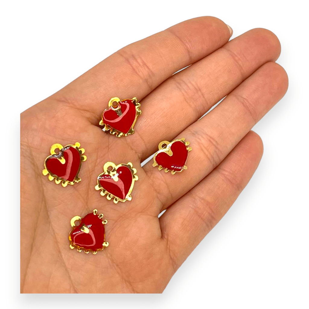 Dije corazón cruz beso piña esmaltado Gold-filled / unidad10