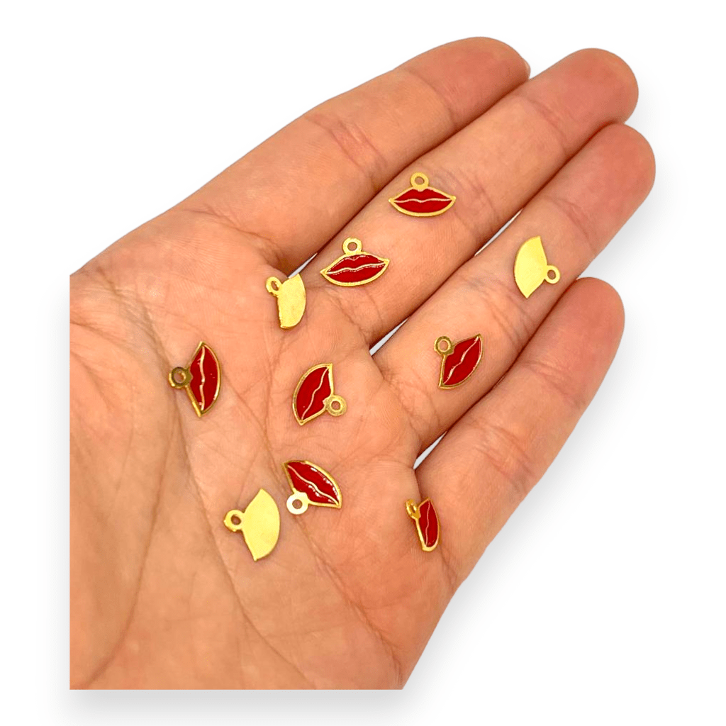 Dije corazón cruz beso piña esmaltado Gold-filled / unidad2